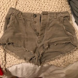 Free people olive frayed edge shorts